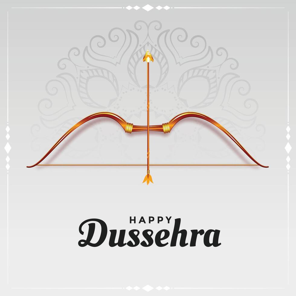 happy dussehra bow and arrow card design vector