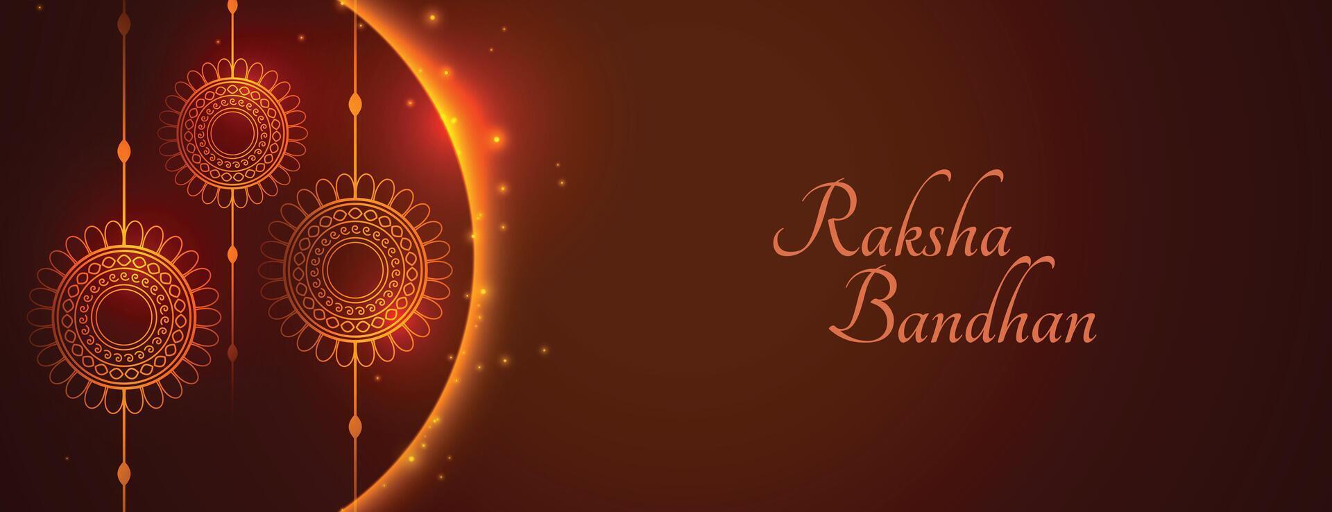 happy raksha bandhan wide banner greeting shiny design vector