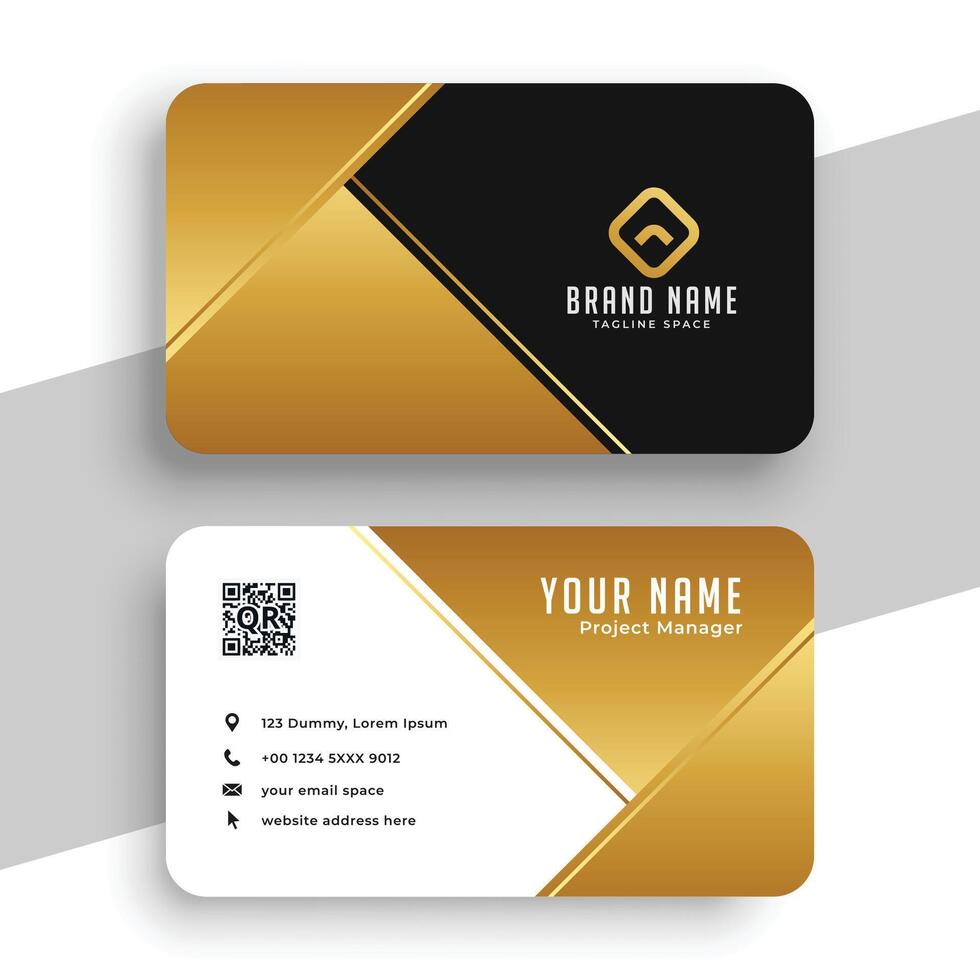 Gold and black premium business card template vector