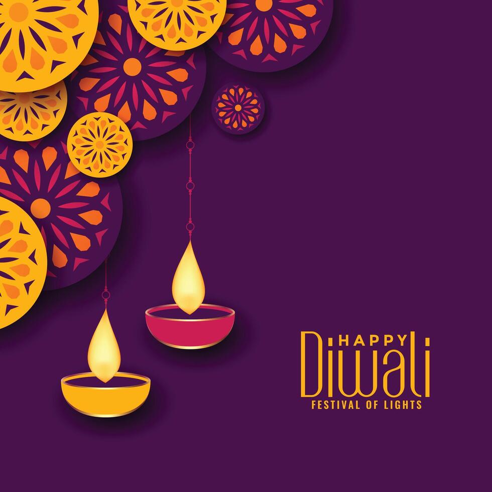 beautiful diwali festival decorative background design vector