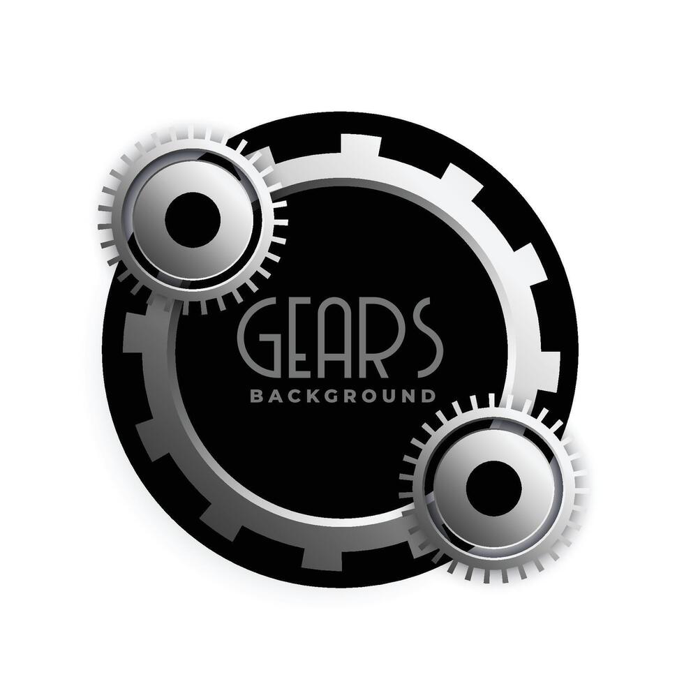 stylish 3d metallic gears frame background design vector