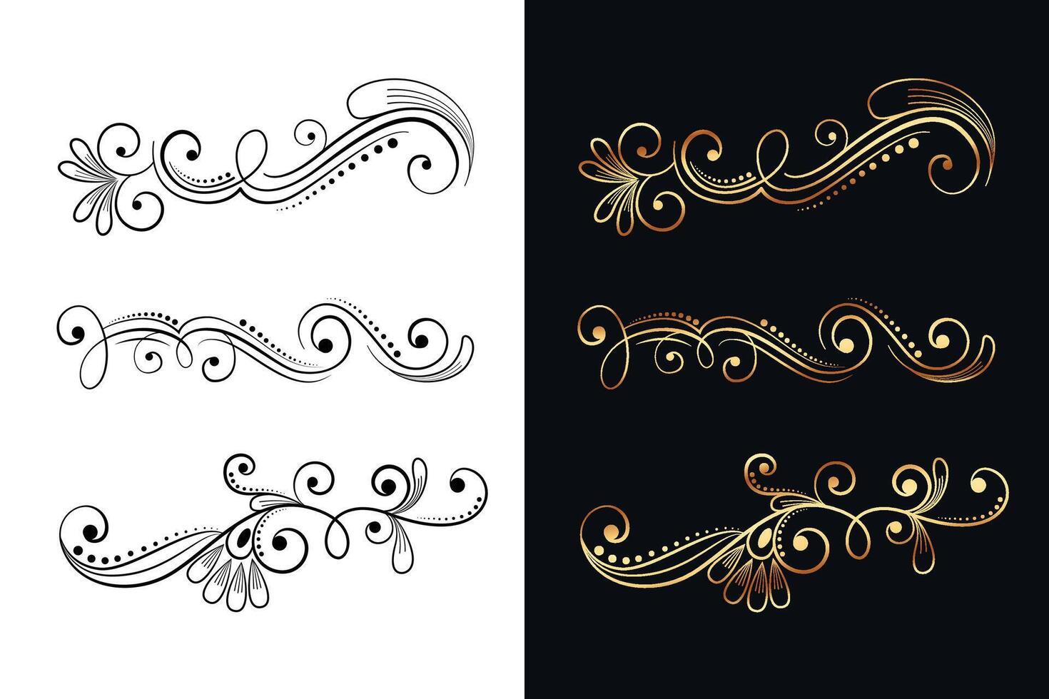 ornamental floral decorative design elements set of six vector