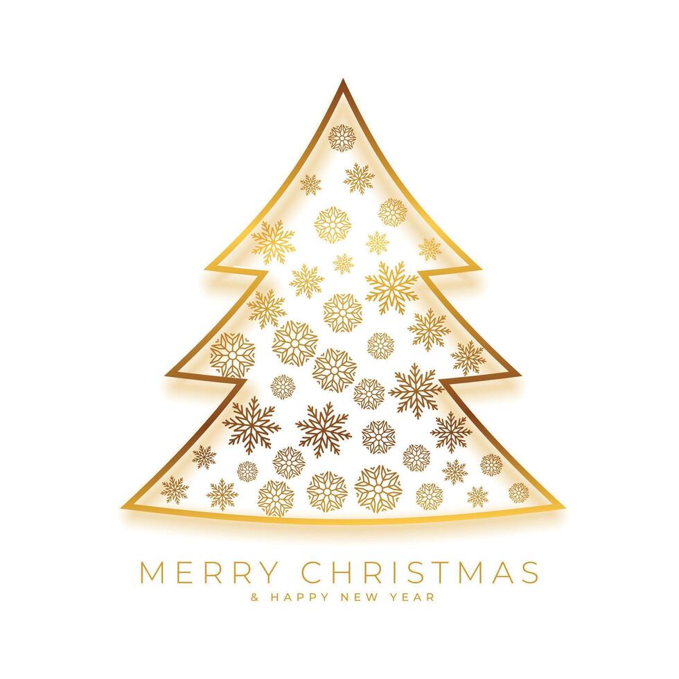 golden christmas tree decoration festival greeting card vector