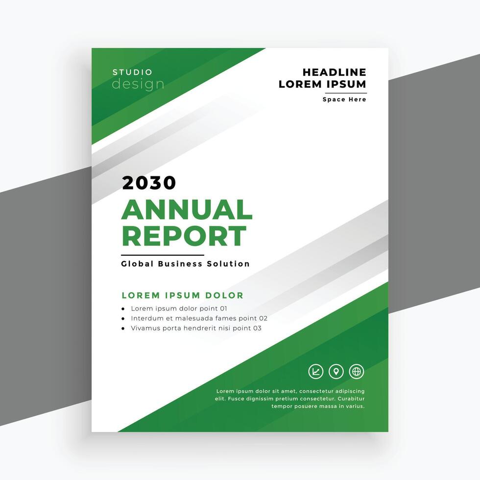 green annual report business brochure template design vector