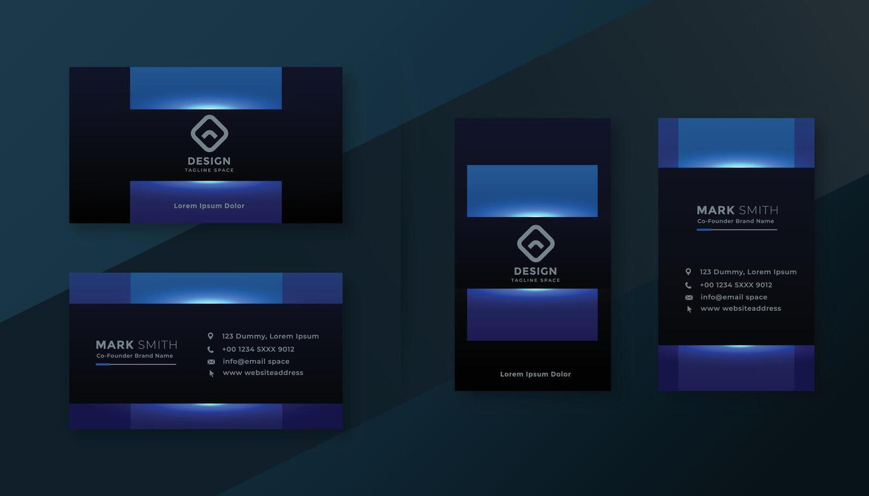 shiny blue attractive business card template design vector