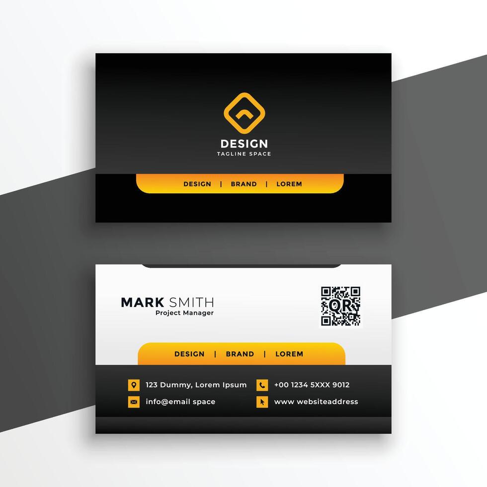 elegant yellow corporate business card design template vector