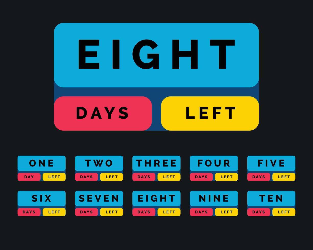 number of days left in button style design vector