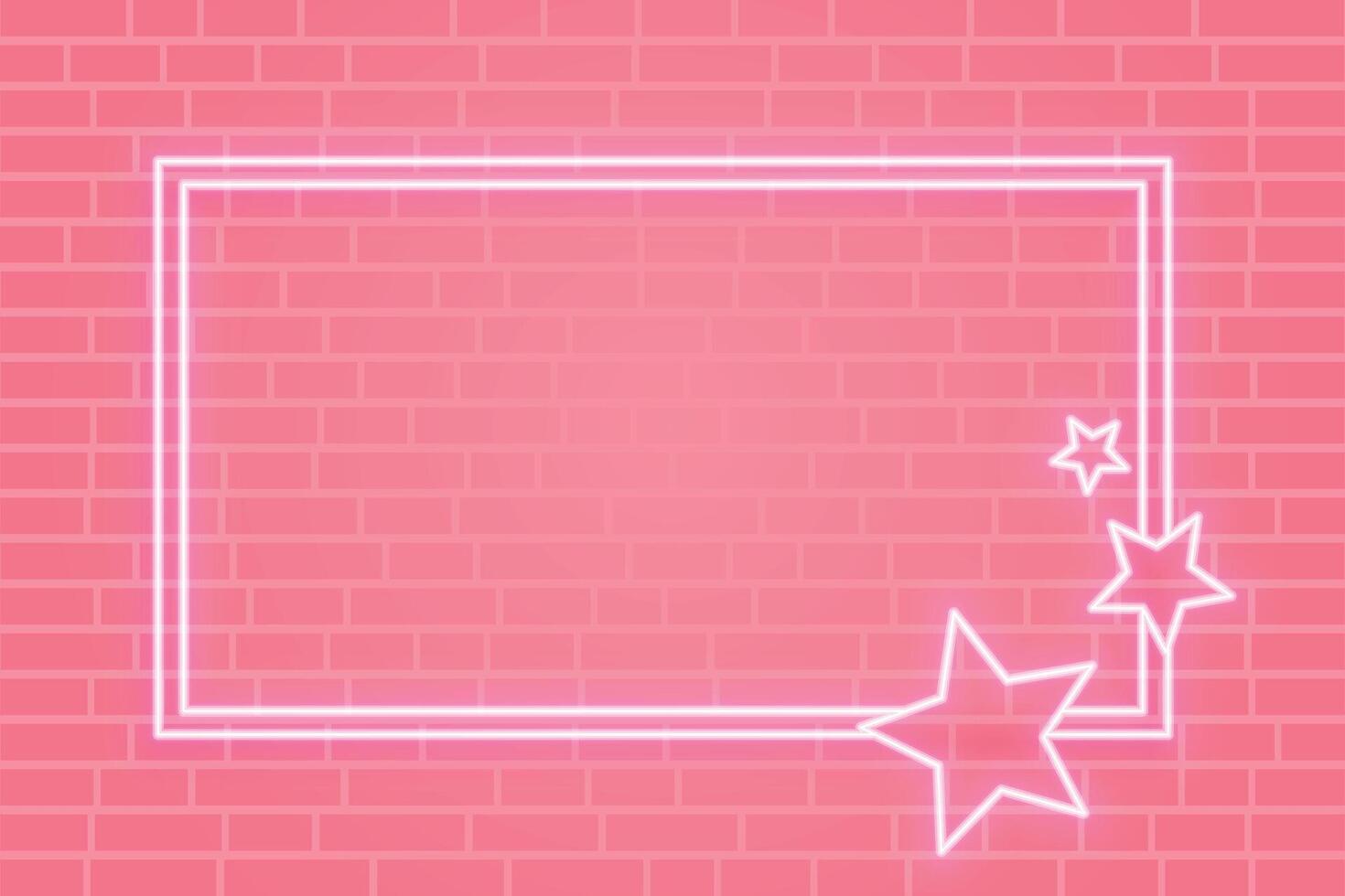 pink neon star frame banner with text space vector