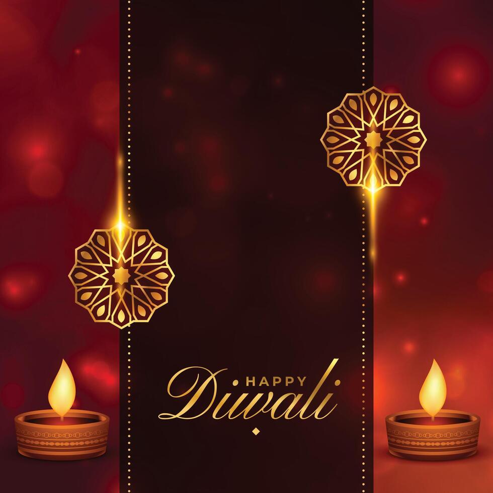 glowing shubh diwali poster with diya and indian style background vector