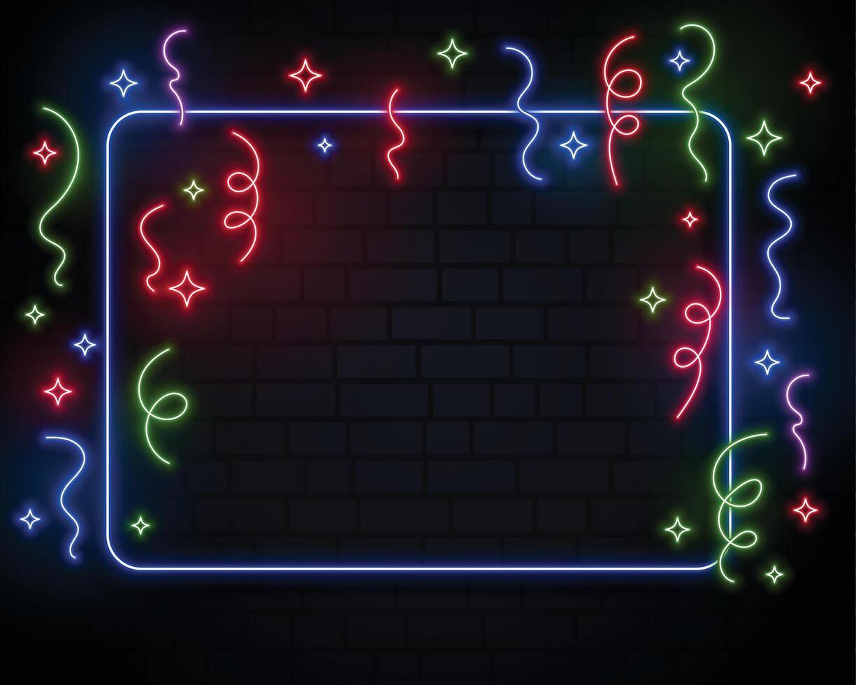 neon lights confetti celebration event background design vector