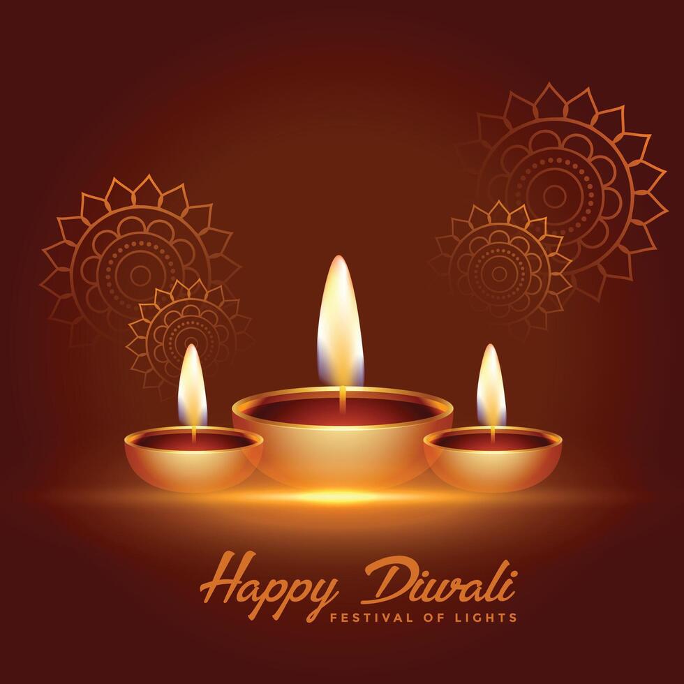 happy diwali celebration background with diya decoration vector