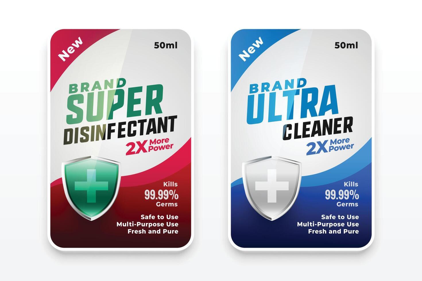super disinfectant and ultra cleaner label design template vector