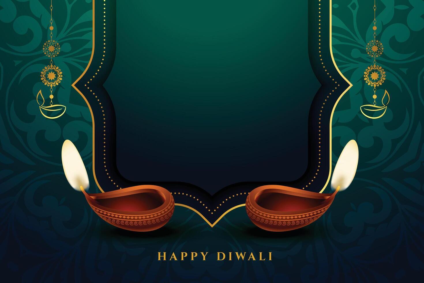 beautiful shubh diwali banner with oil lamp in paisley design vector