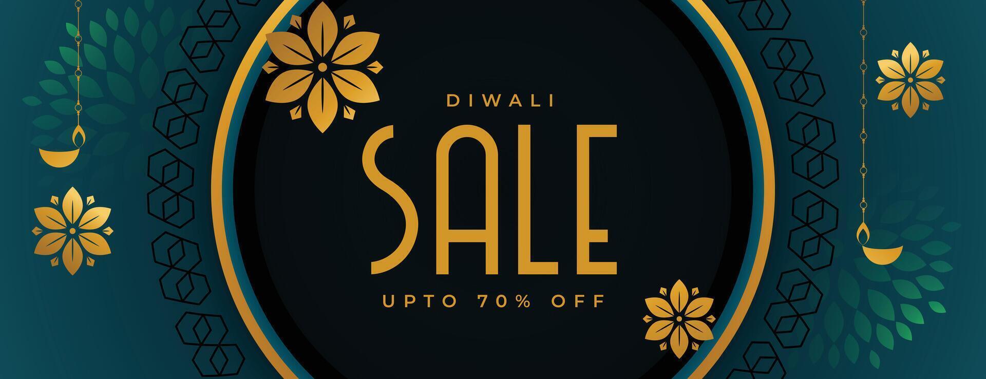 elegant happy diwali sale banner in indian style vector