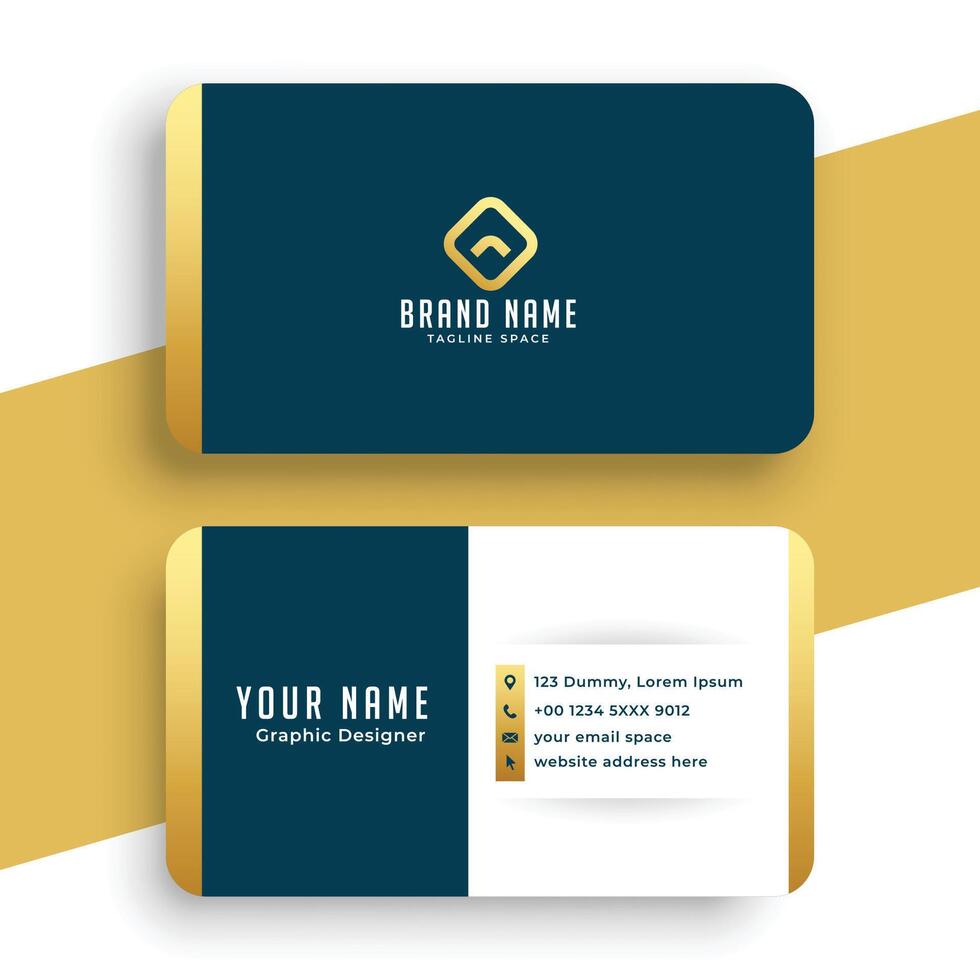 Corporate blue and golden elegant business card template vector