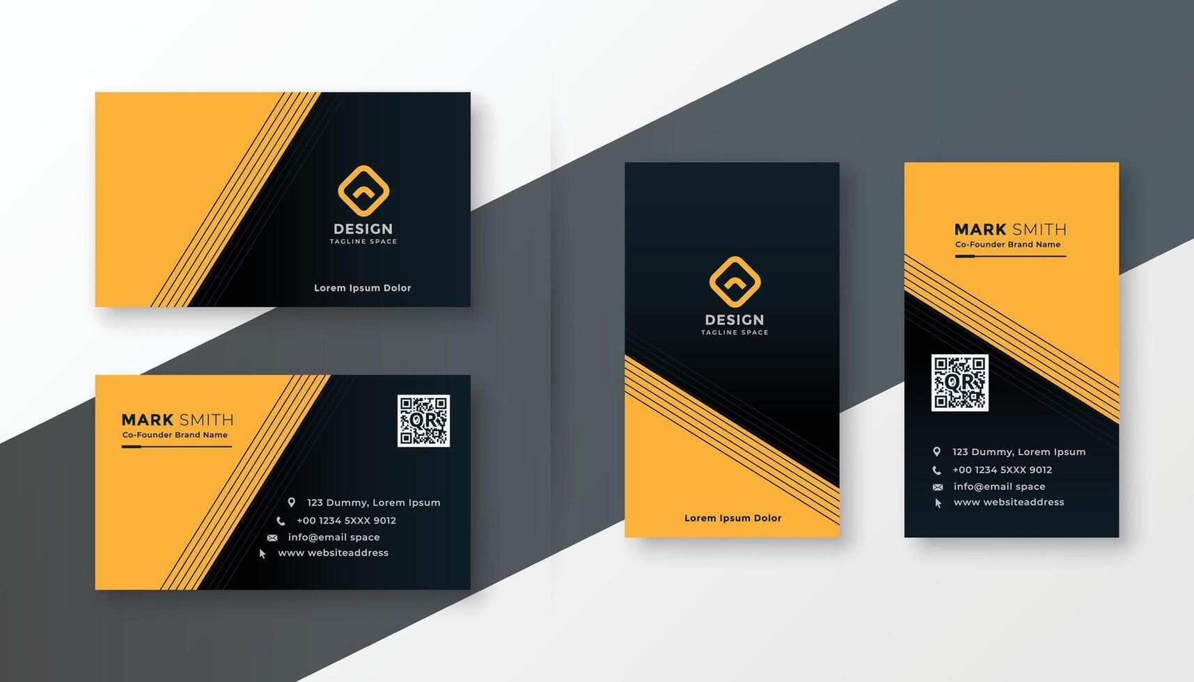 yellow and black simple business card design template vector