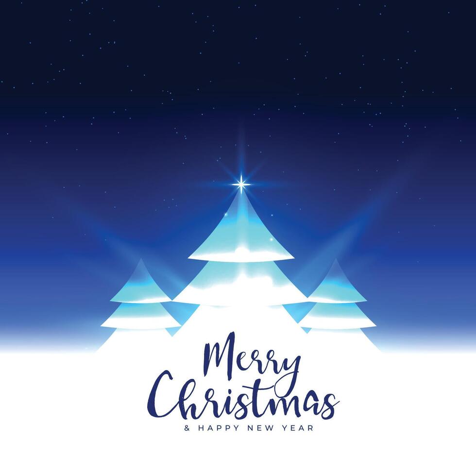 glowing christmas tree background festival greeting design vector