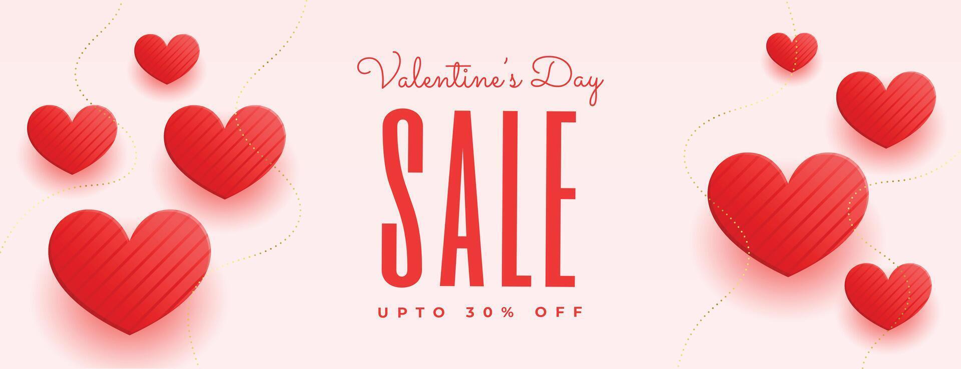 sale banner for valentines day celebration with lovely hearts vector