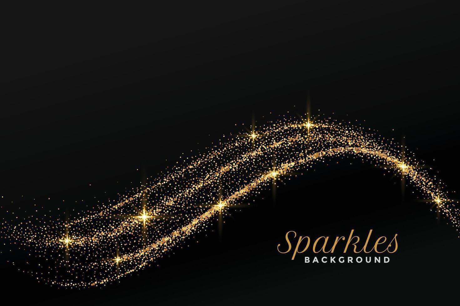 golden sparkles flowing in wave background design vector