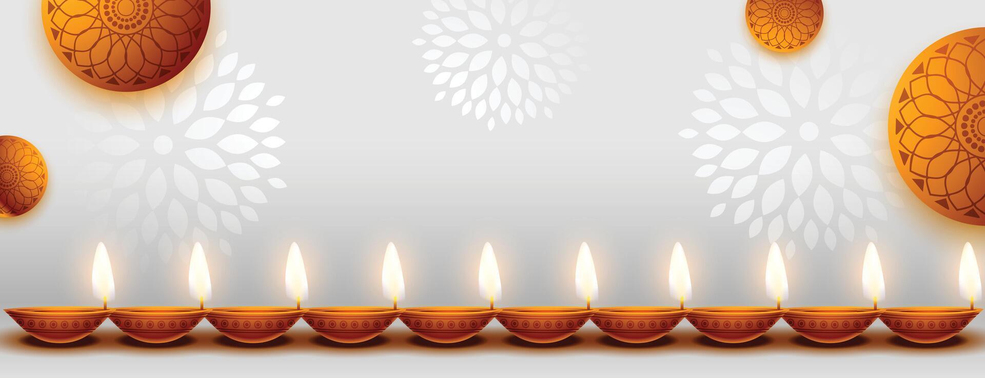 shubh diwali occasion banner with text space and diya decoration vector