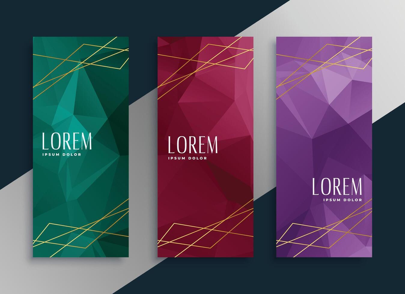 abstract low poly style premium banners set vector