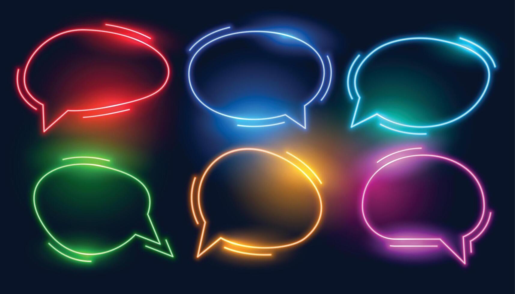 set of colorful chat bubbles in neon styles vector