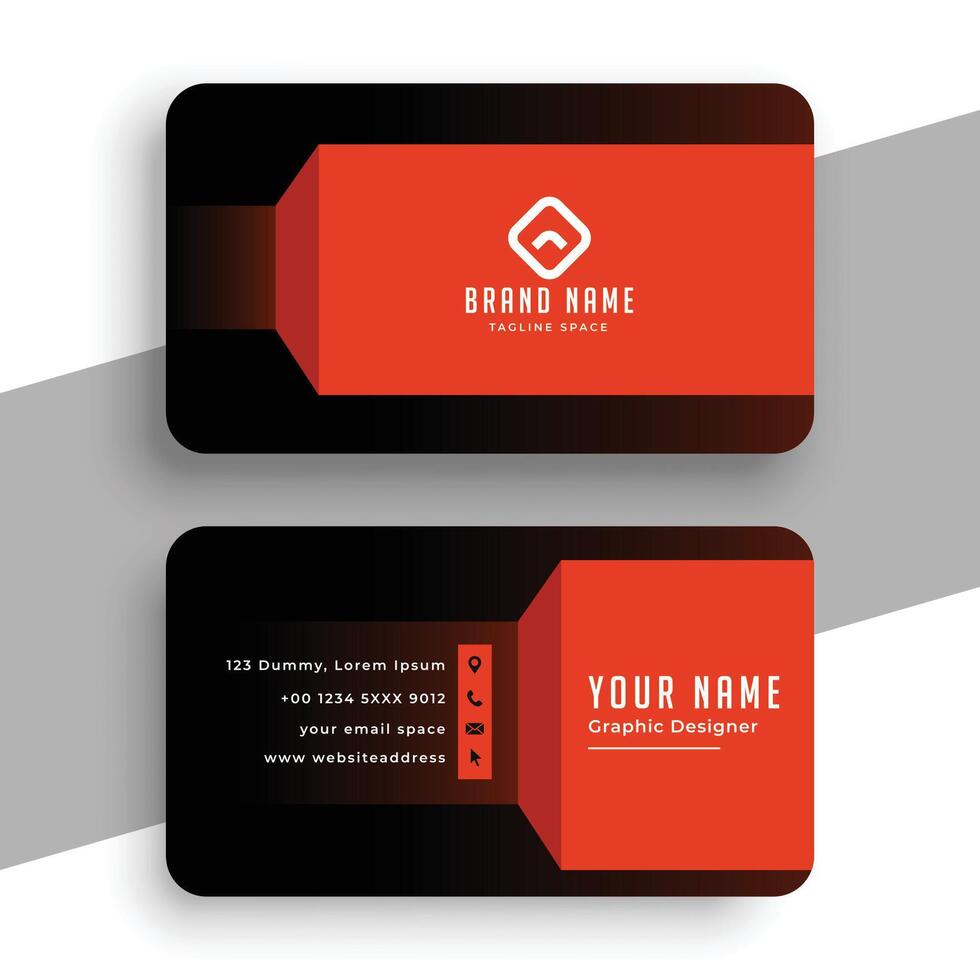 black and prange geometric business card template design vector