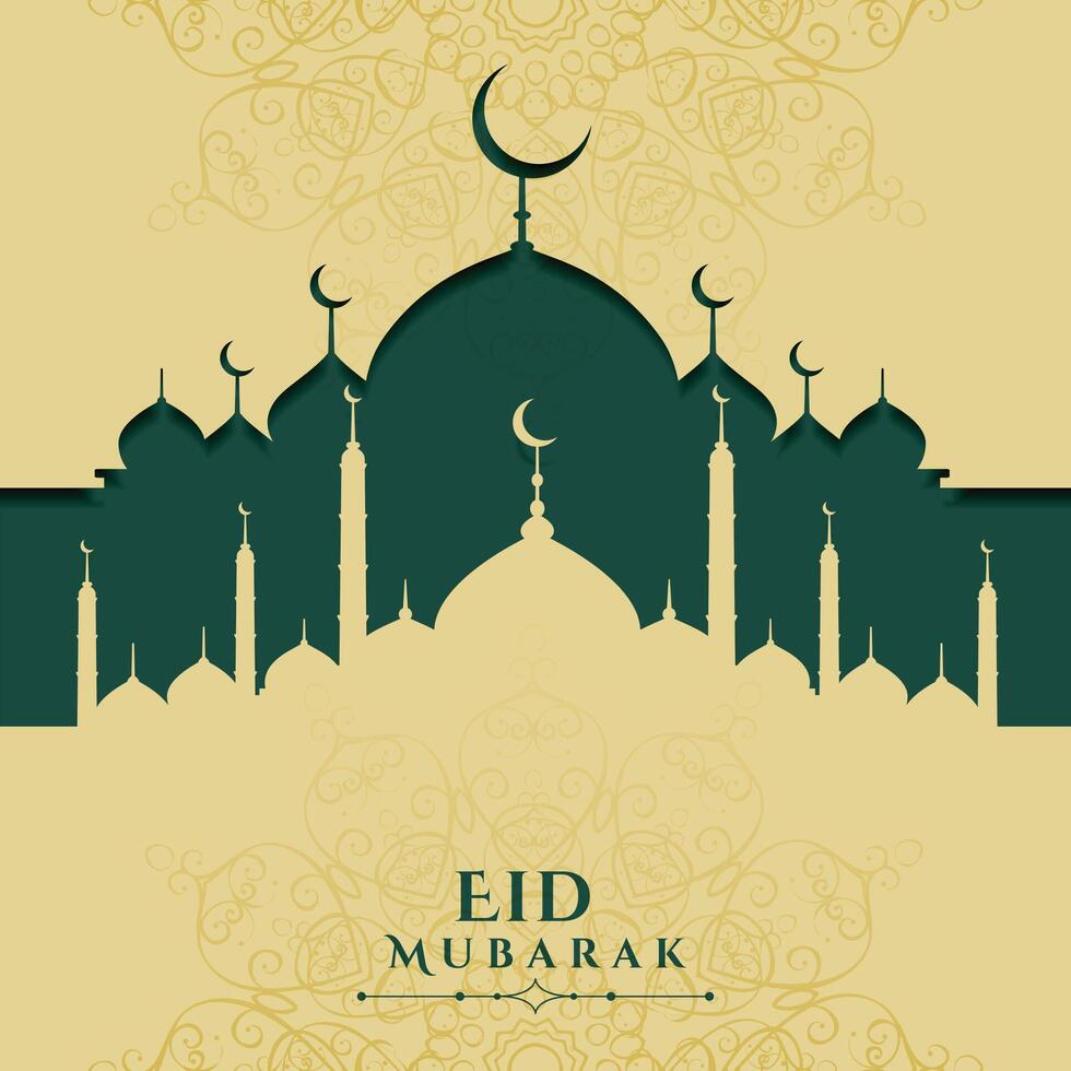 eid mubarak festival islamic greeting design background vector