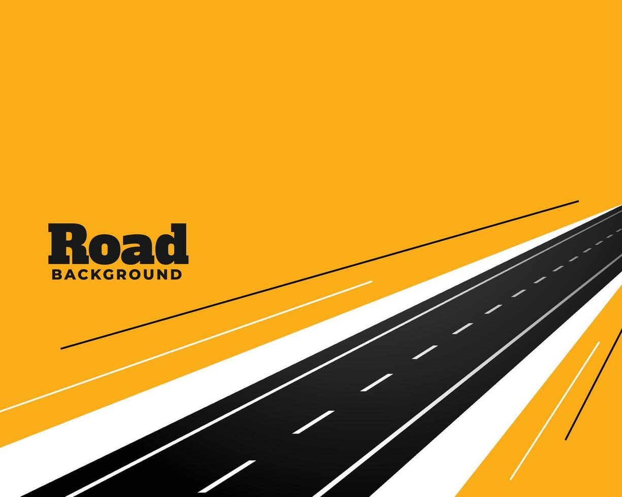 perspective road pathway on yellow background design vector