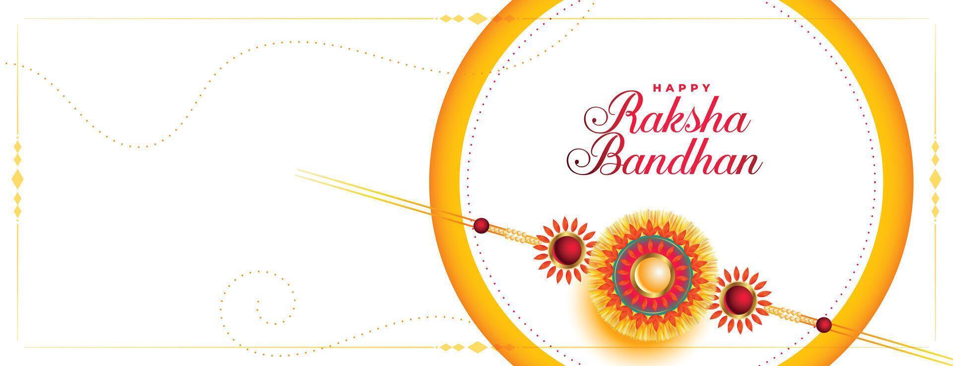 contento raksha Bandhan hermosa bandera con rakhi diseño vector