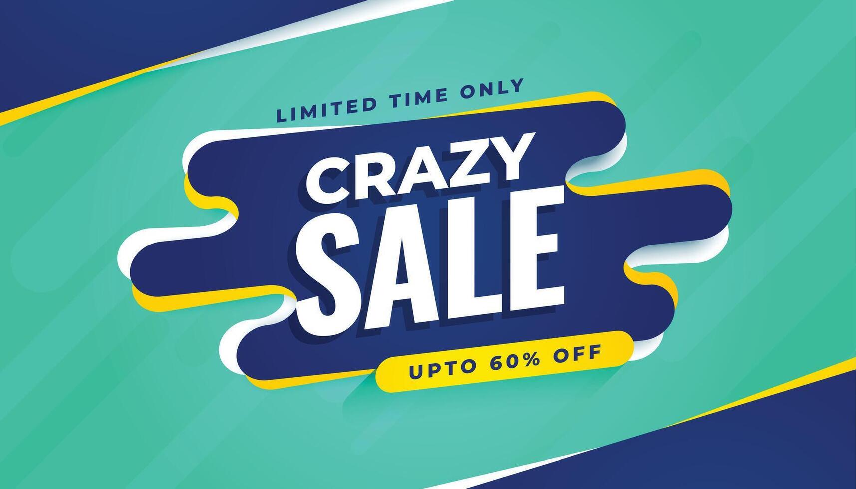 creative crazy sale banner with discount coupon in paper cut design vector