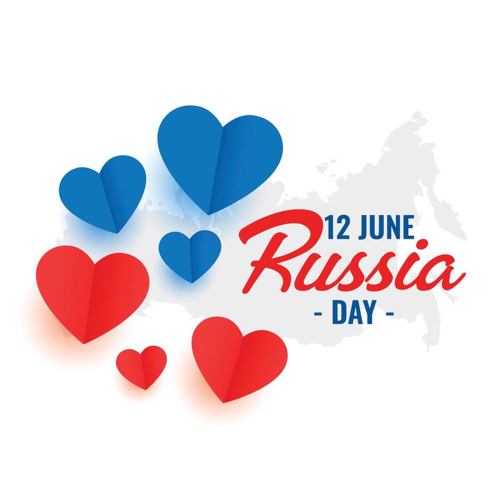 12th june russia day heart decoration poster design vector