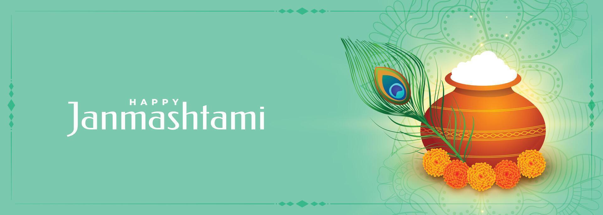 hindú festival de Krishna janmashtami bandera diseño vector