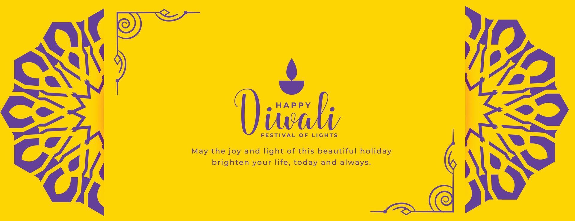 decorative happy diwali wishes card banner in indian style vector