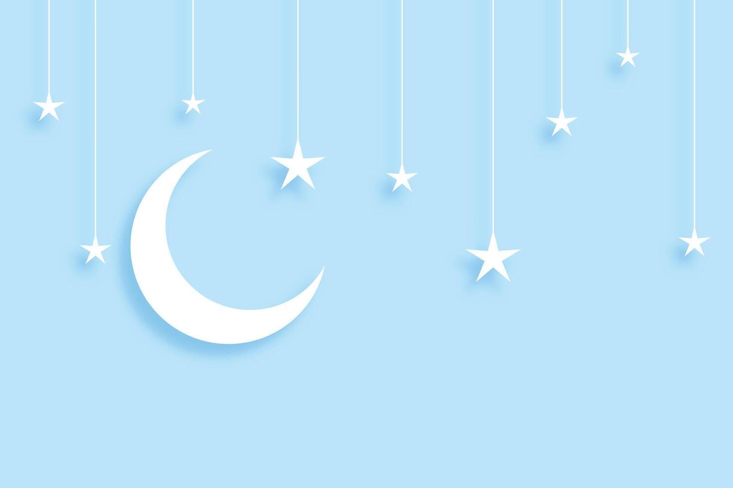 elegant moon and stars background in papercut style vector