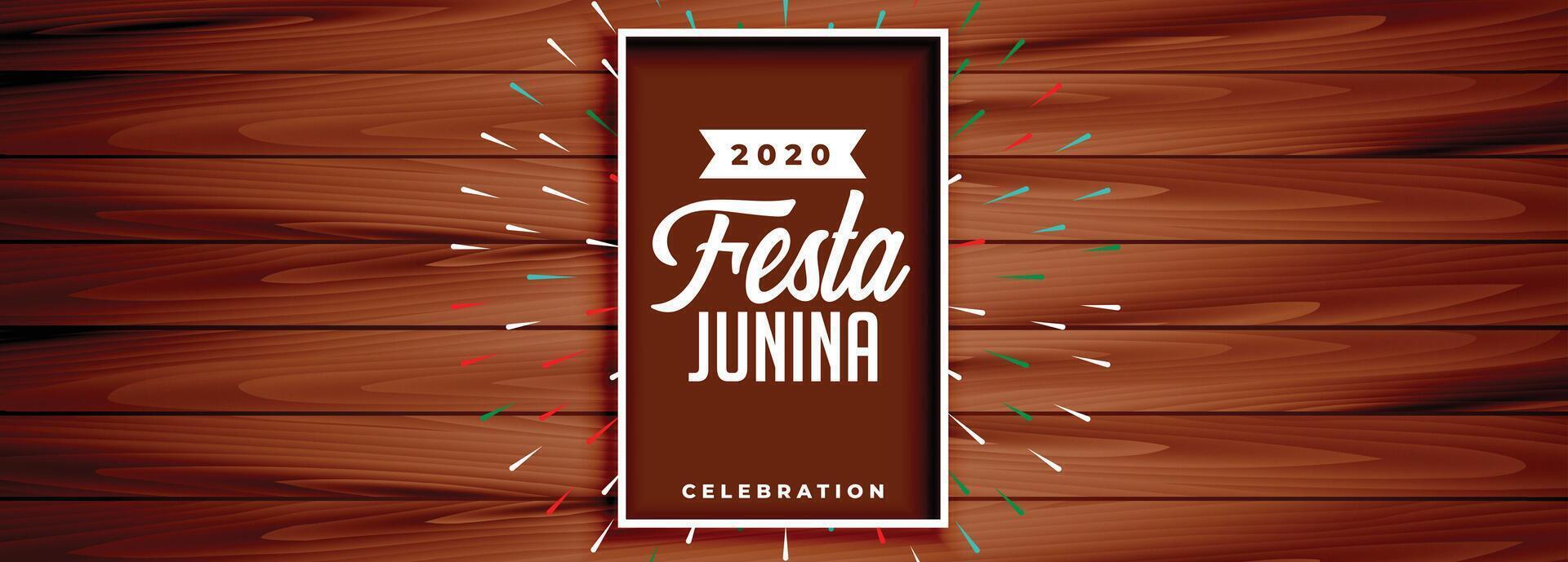 wooden style festa junina celebration banner design vector