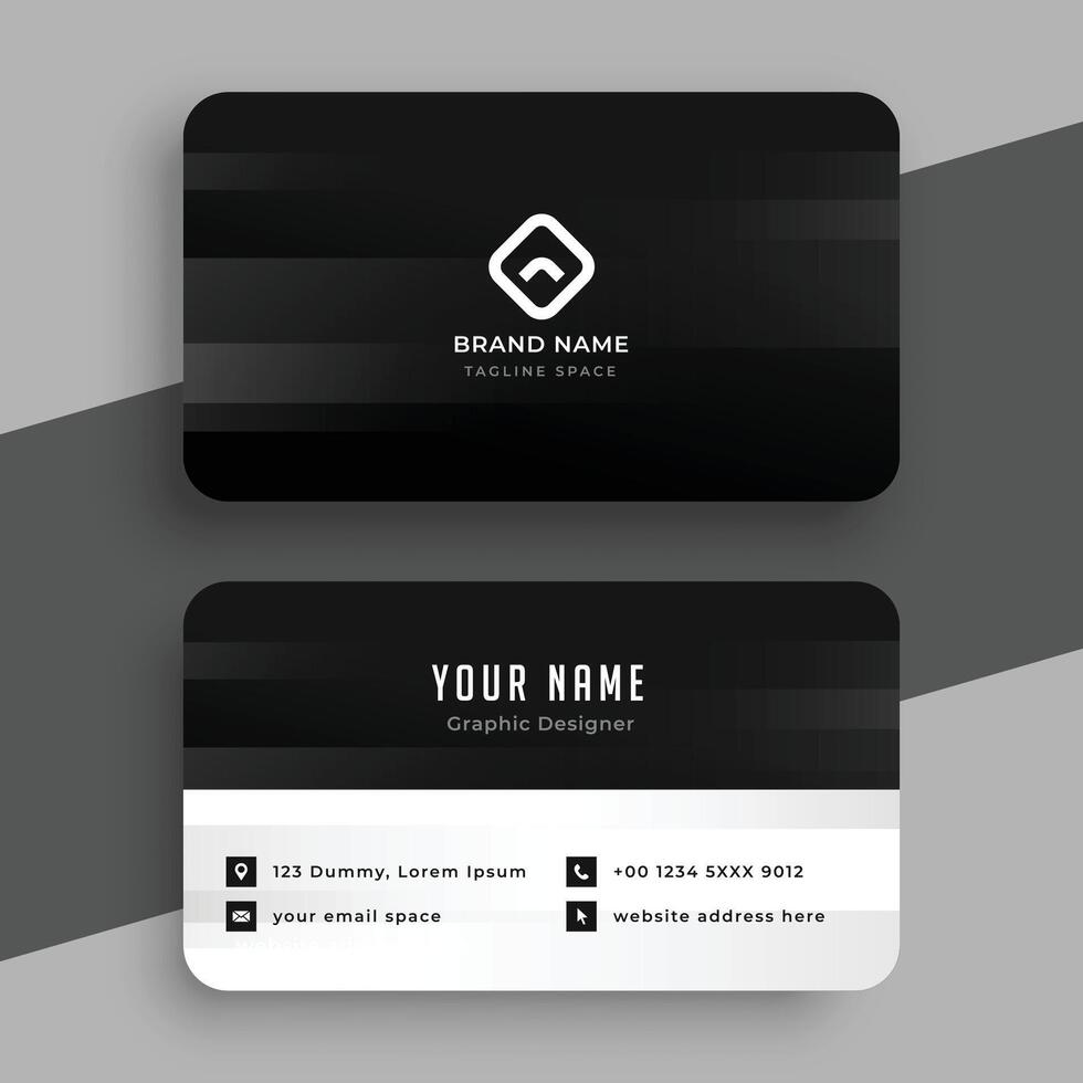 black theme and white business card design template vector