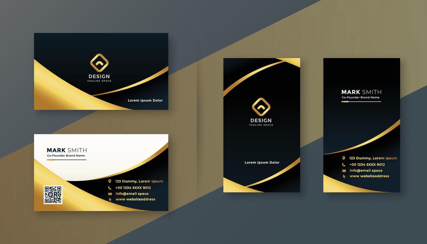 black and golden premium business card design vector