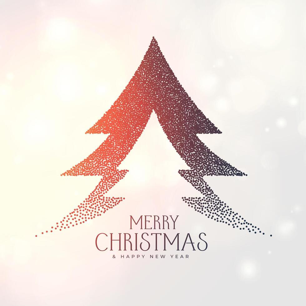 merry christmas creative tree made with particles stipple vector