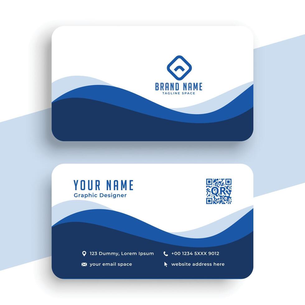 Corporate blue and white elegant business card template vector