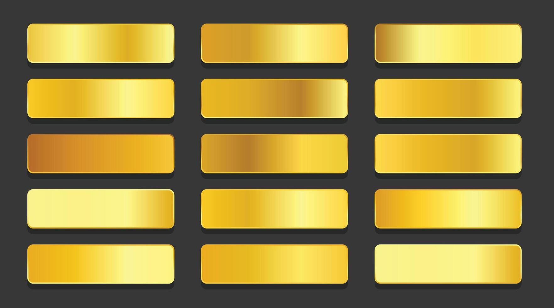 diseño de conjunto de gradientes metálicos degradados de oro amarillo vector