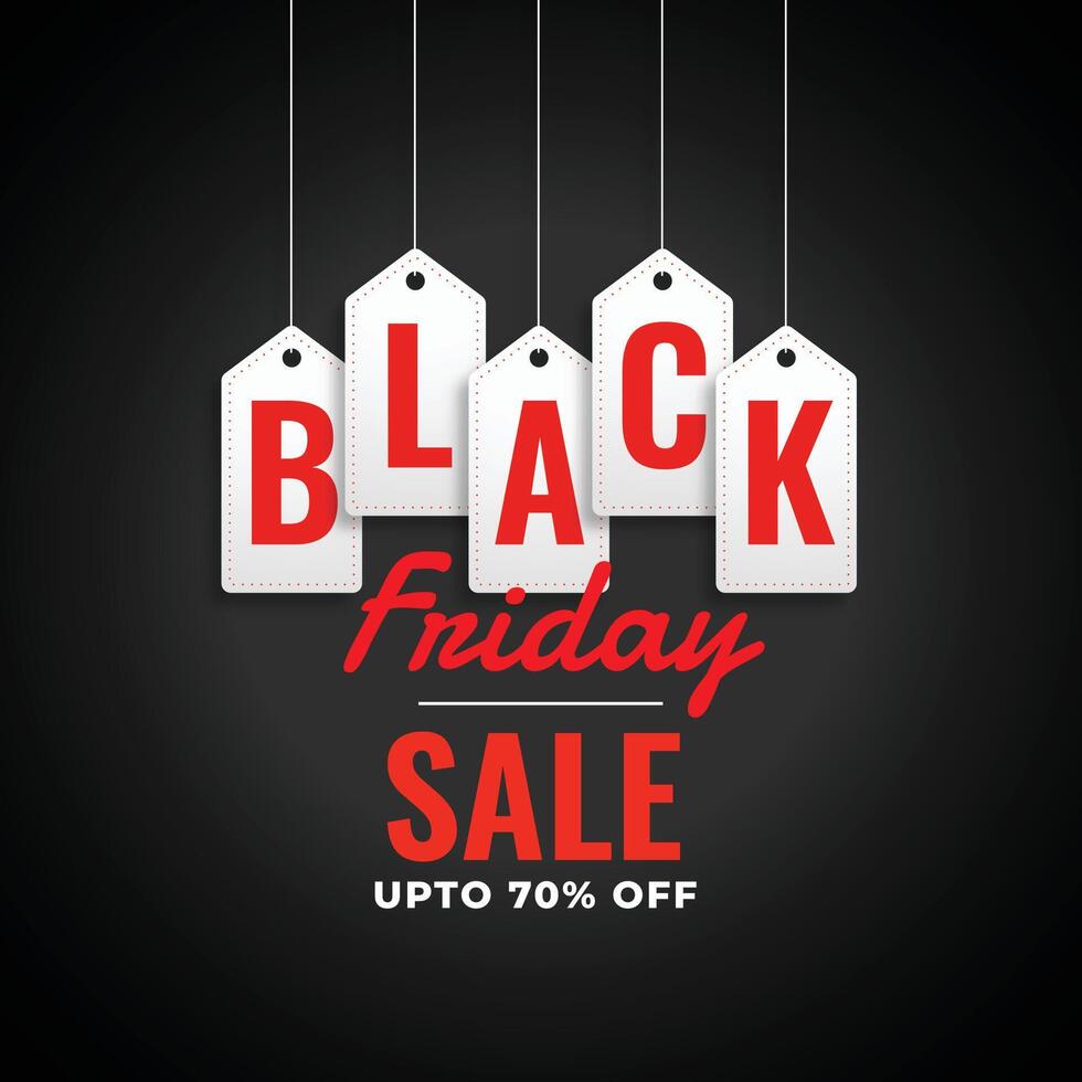 black friday sale background with hanging tags vector