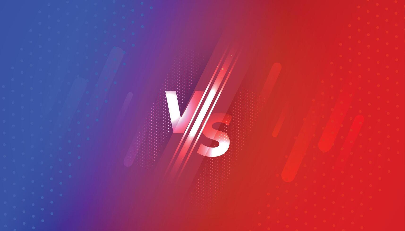 versus vs pantalla bandera en rojo y azul degradado vector