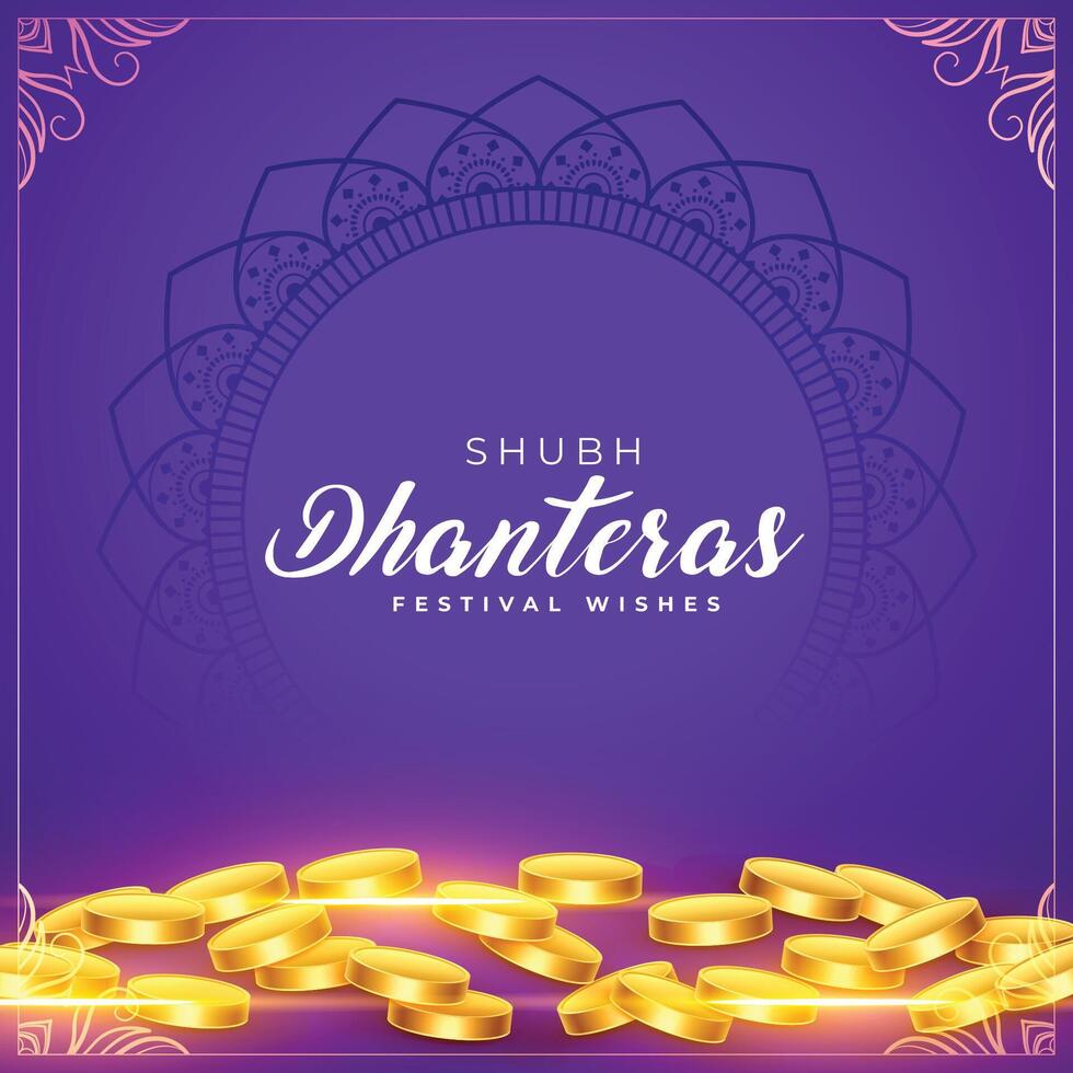 shubh Dhanteras tradicional antecedentes con espinilla dorado moneda vector