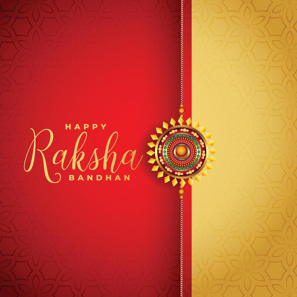 red and gold raksha bandhan festival greeting background vector