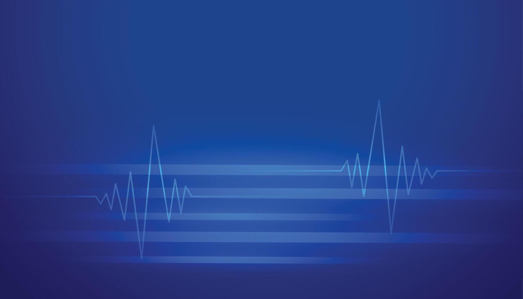 abstract blue background with glowing heartbeat lines vector