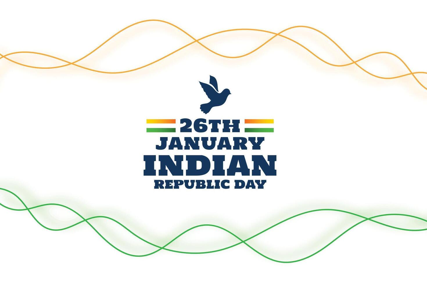 flat line style indian republic day banner with pigeon design vector