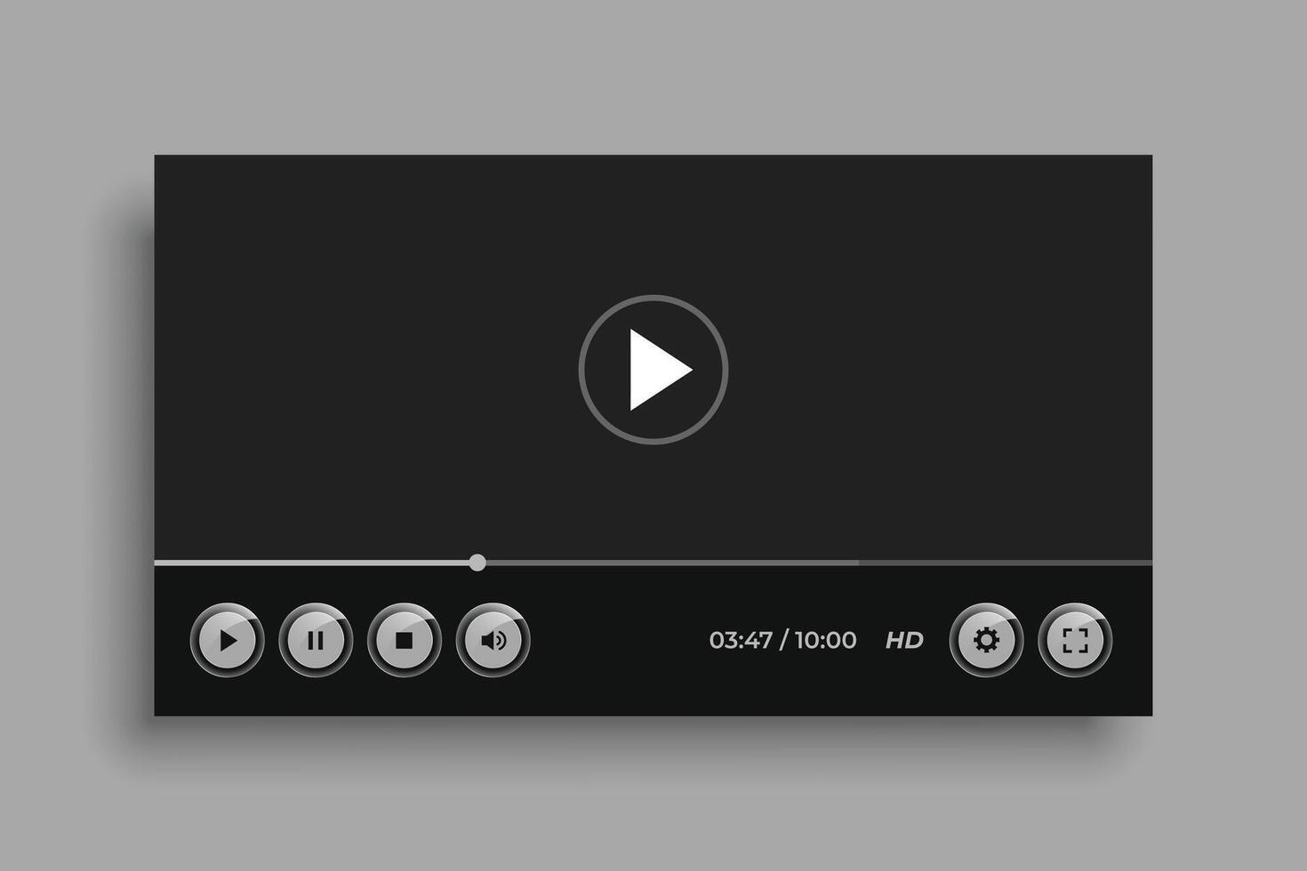 black theme video player template design vector