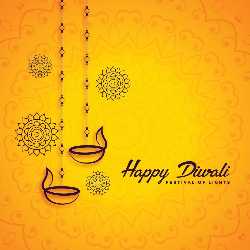 happy diwali decorative festival greeting design background vector