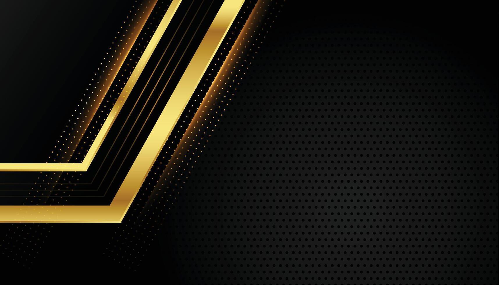 shiny golden geometric lines on black background vector